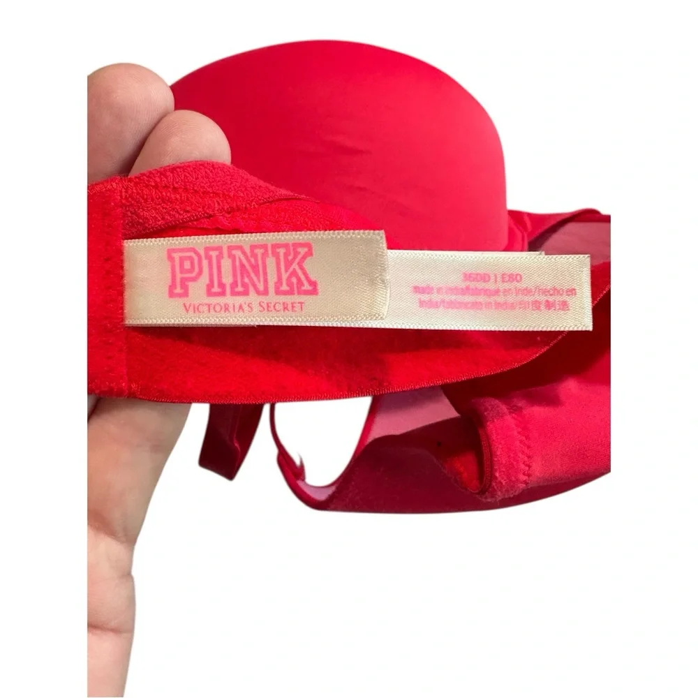 PINK VICTORIA’s SECRET Wear Everywhere Wireless Push UP Bra in RED 36DD -- COMFY